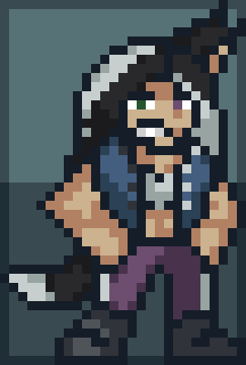 Some pixel art animations that I made of Half, one of my partner's lovely OCs.