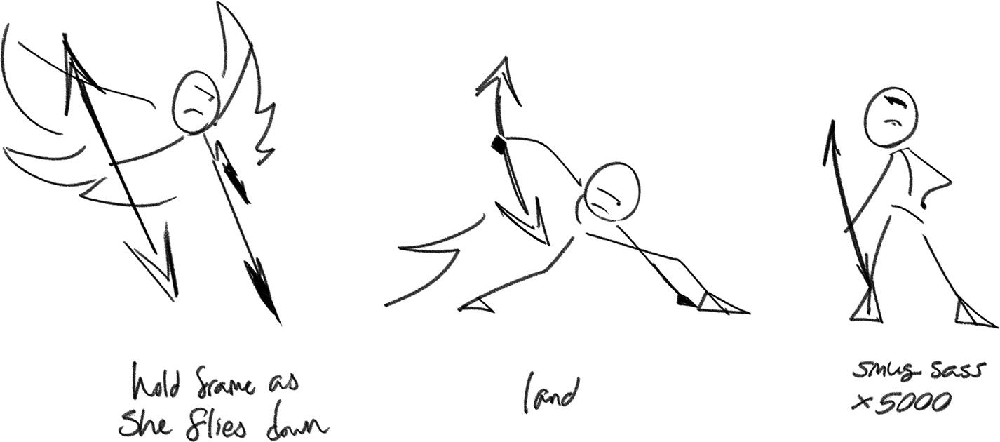 Stick figure concept art for Half, one of my partner's lovely OCs.