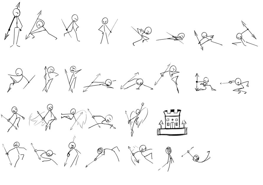 Stick figure concept art for Half, one of my partner's lovely OCs.