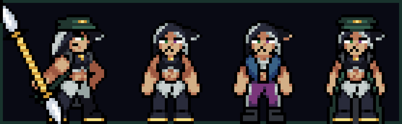 Pixel art animations of Half, my partner's lovely OC.